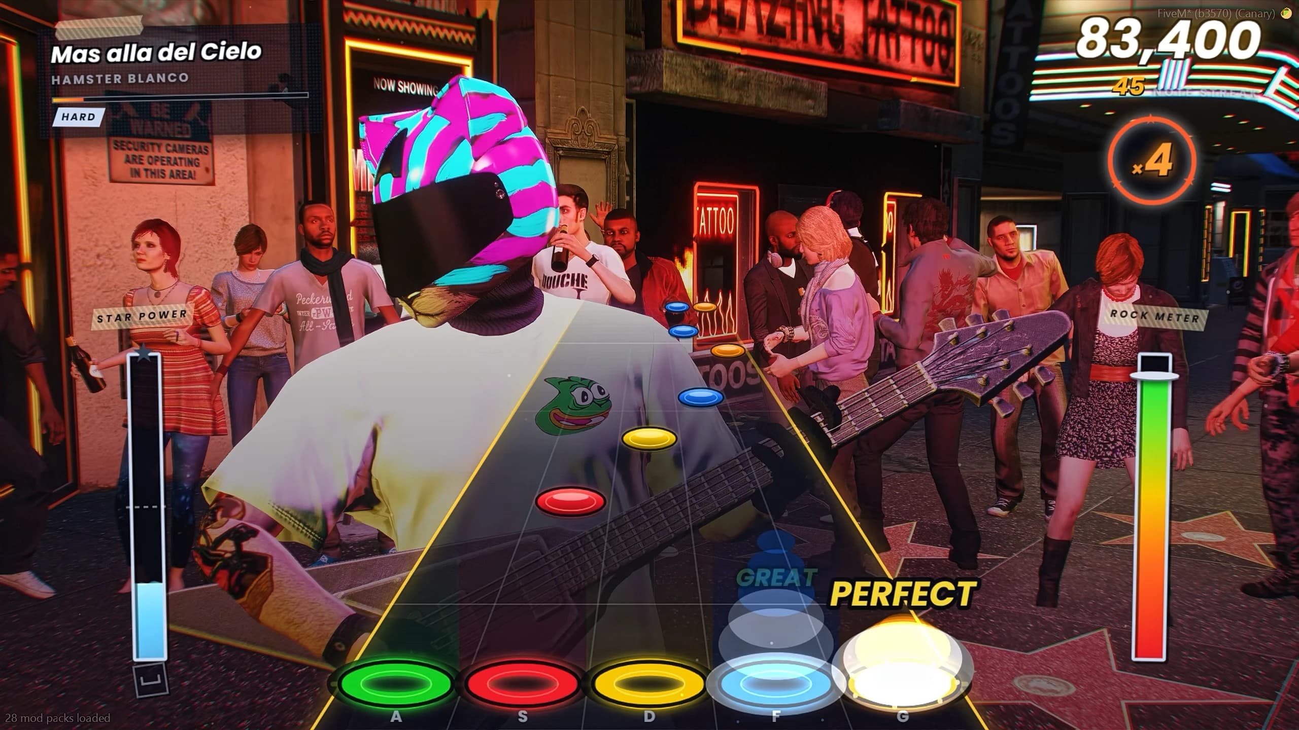 FiveM guitar rhythm game script with note highway, combo counter and scores