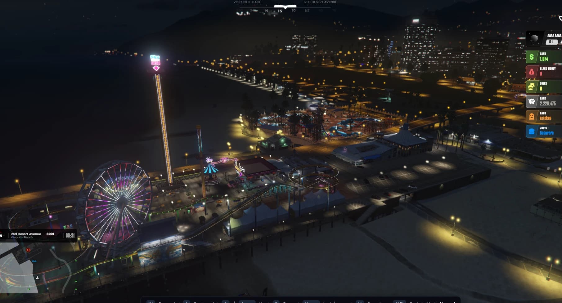 Quasar Store FiveM theme park script preview with a rollercoaster and bumper cars