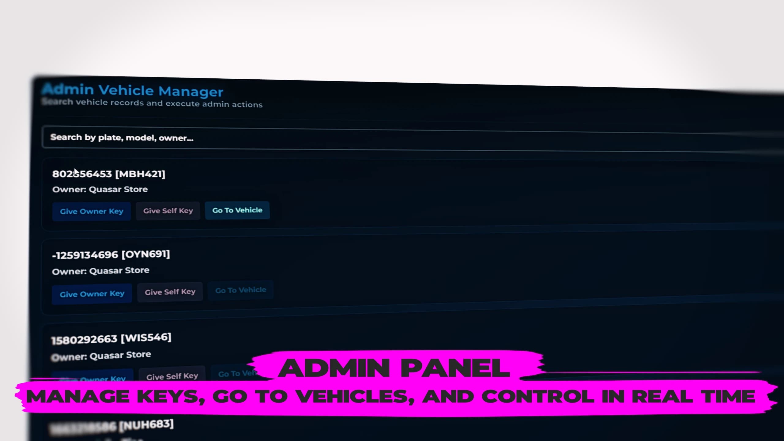 Vehicle keys admin menu for FiveM ESX QB QBCore QBox
