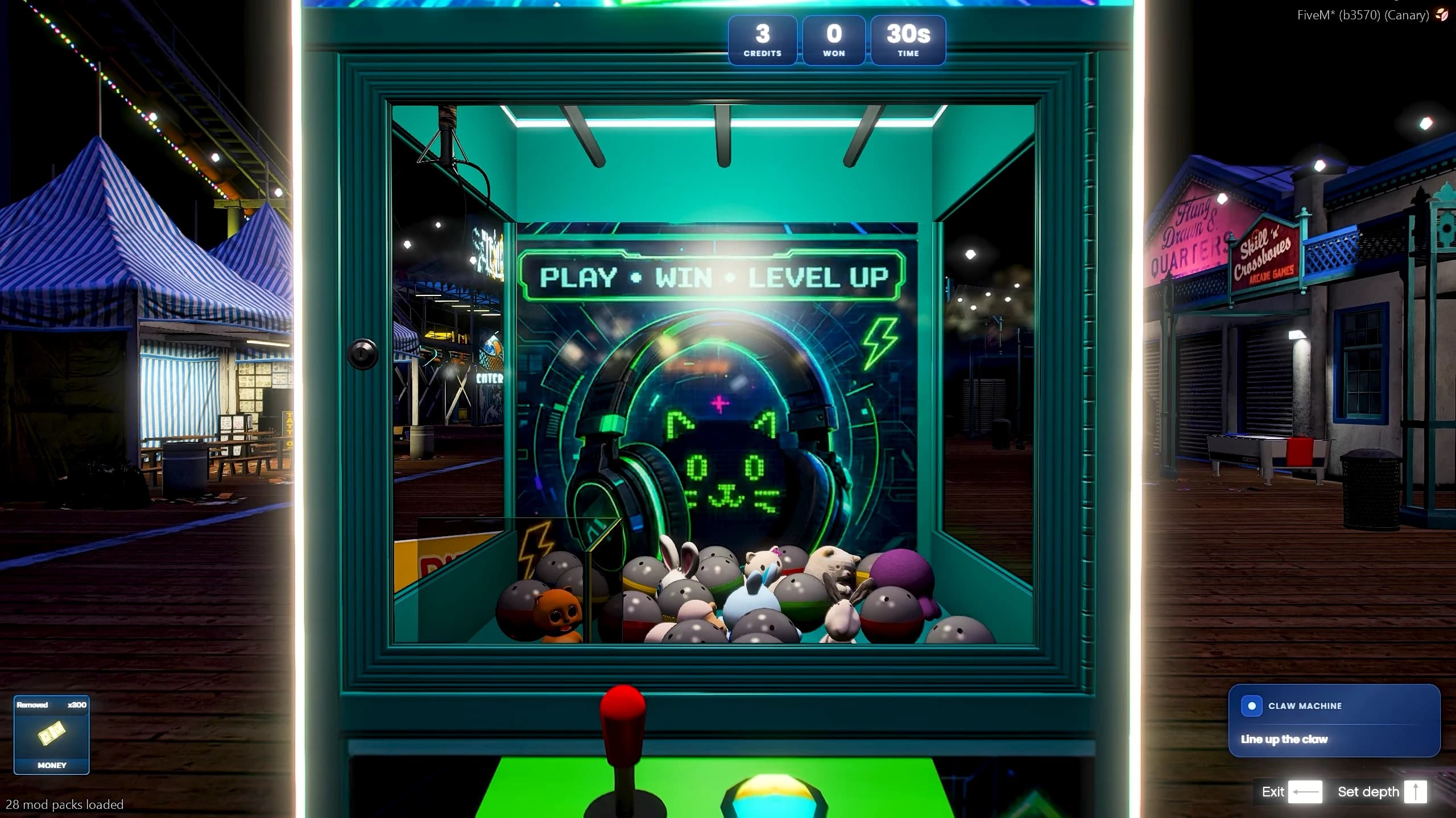 FiveM claw machine script with plush prizes and native animations