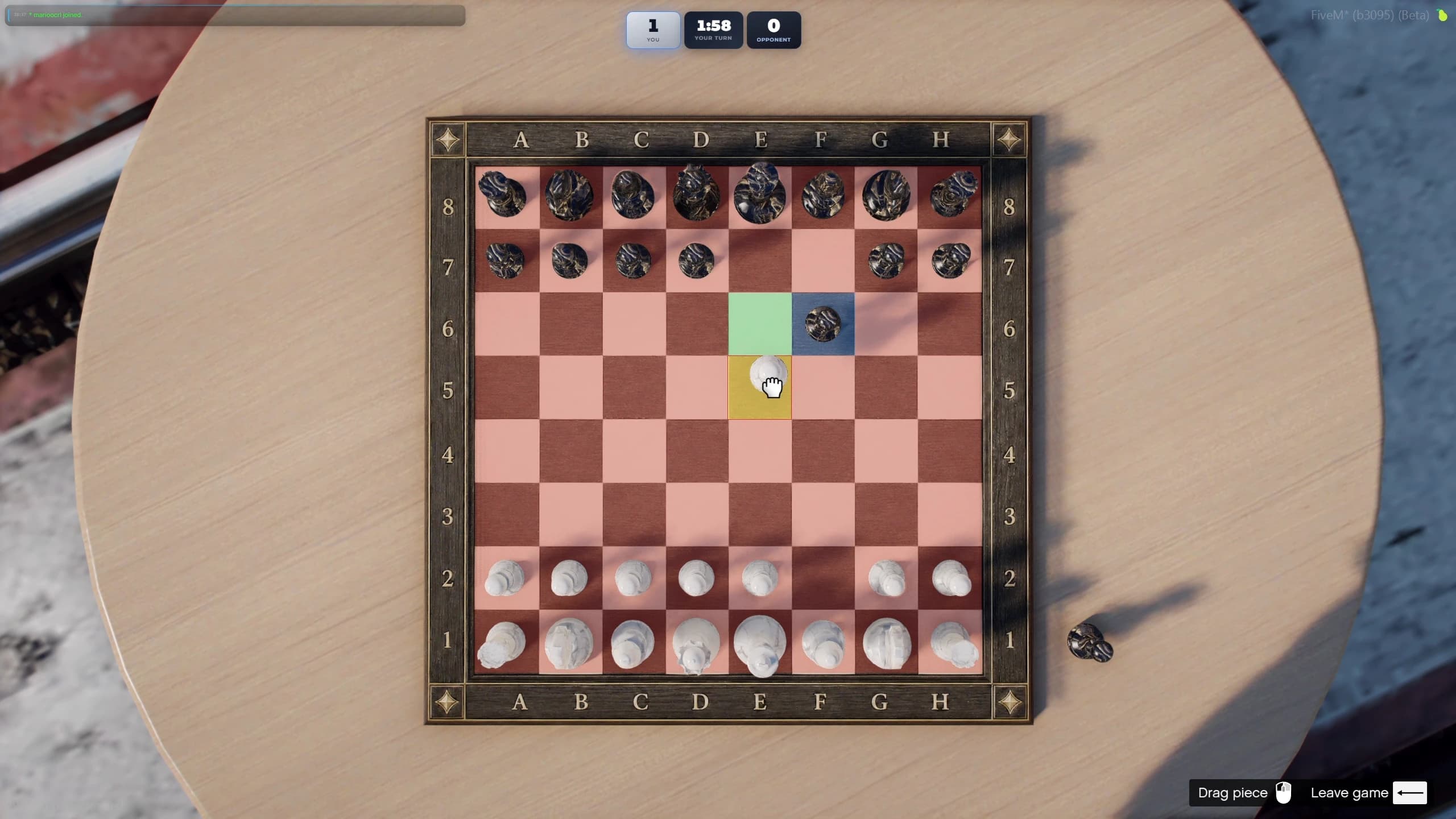 FiveM Chess Script with realistic chess board multiplayer strategy game for ESX QBCore QBox servers