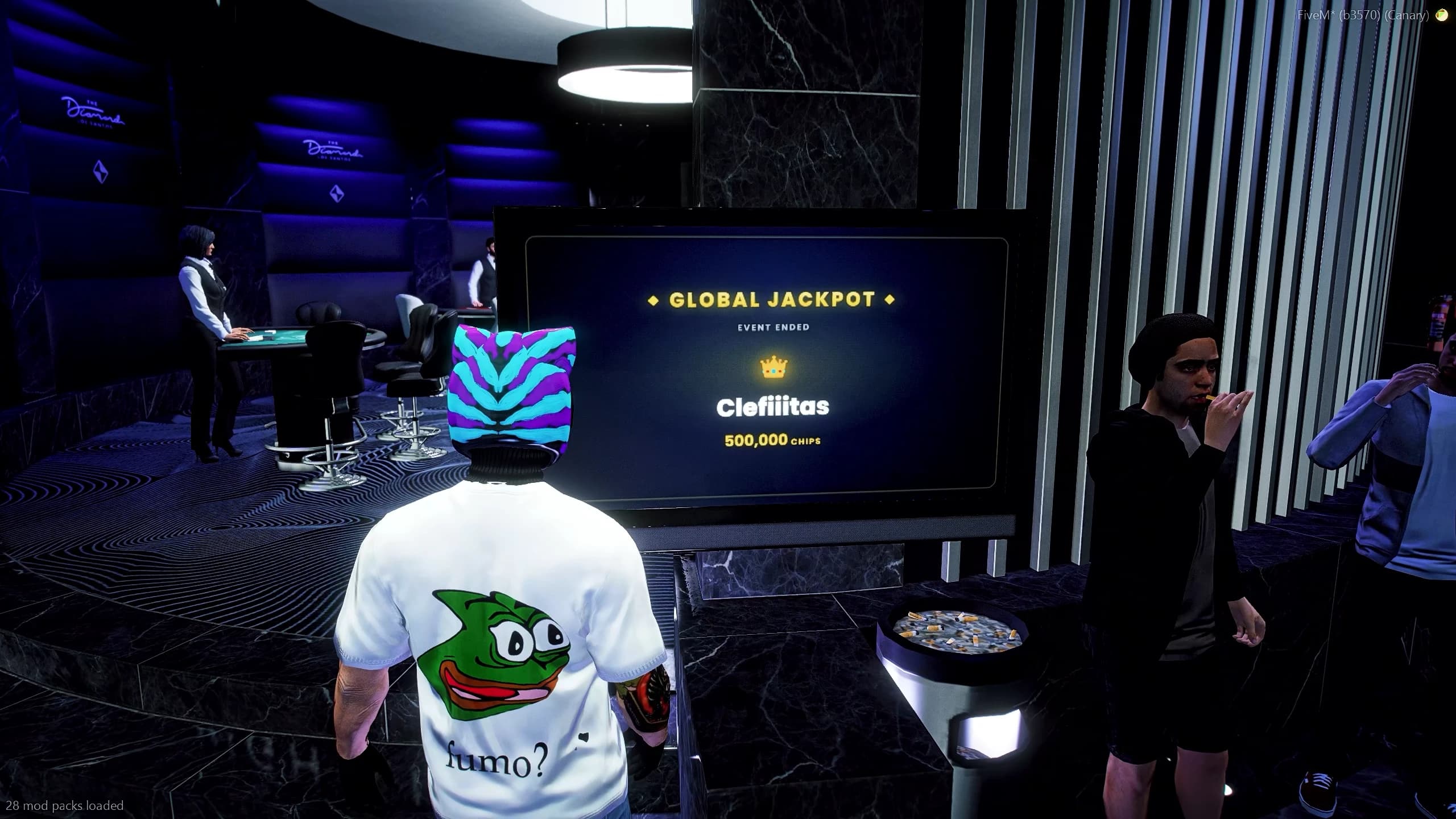 FiveM Global Jackpot Event inside Diamond Casino with multiplayer server-wide prize event