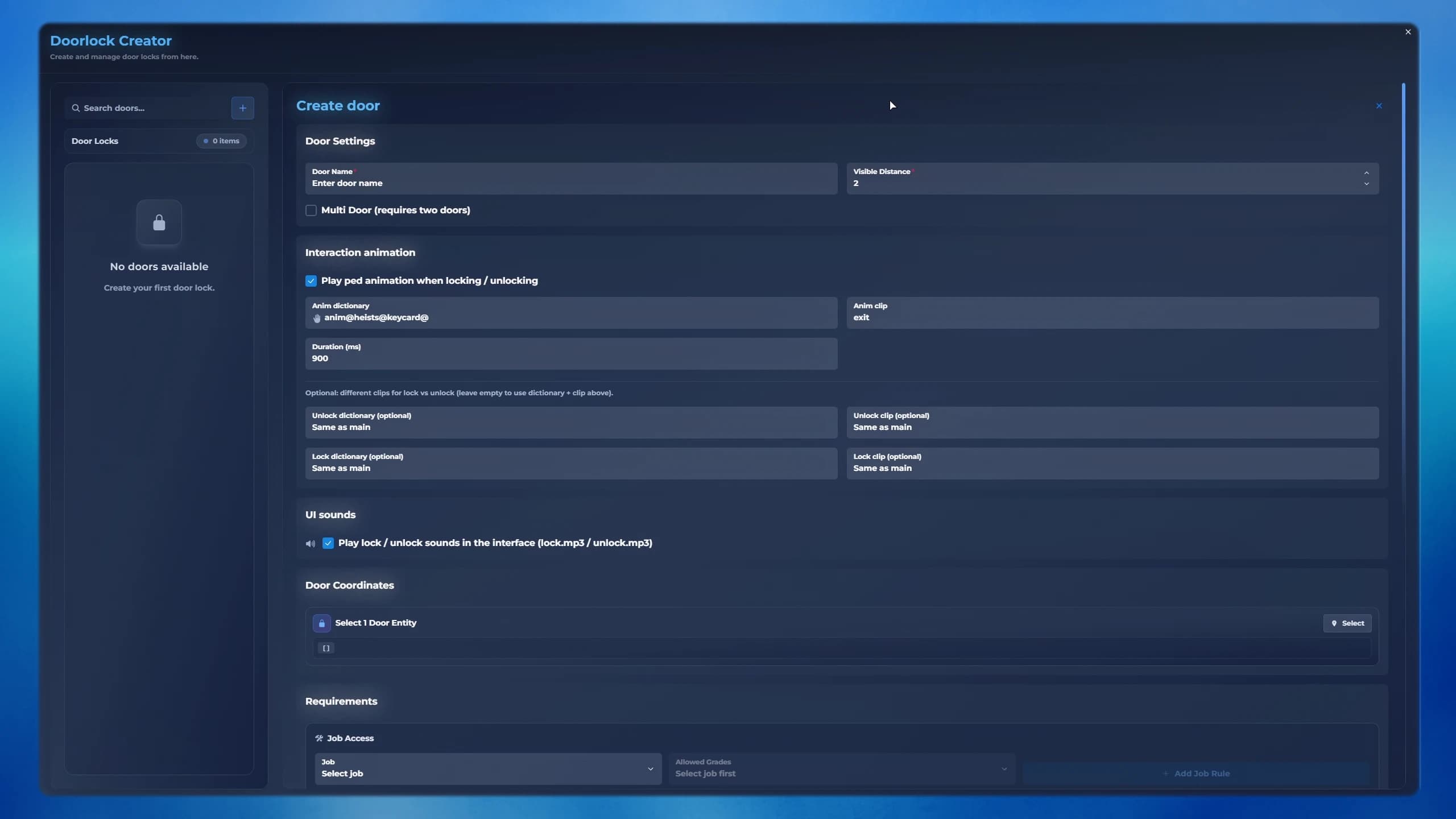 fivem doorlock ui quasar interface clean panel