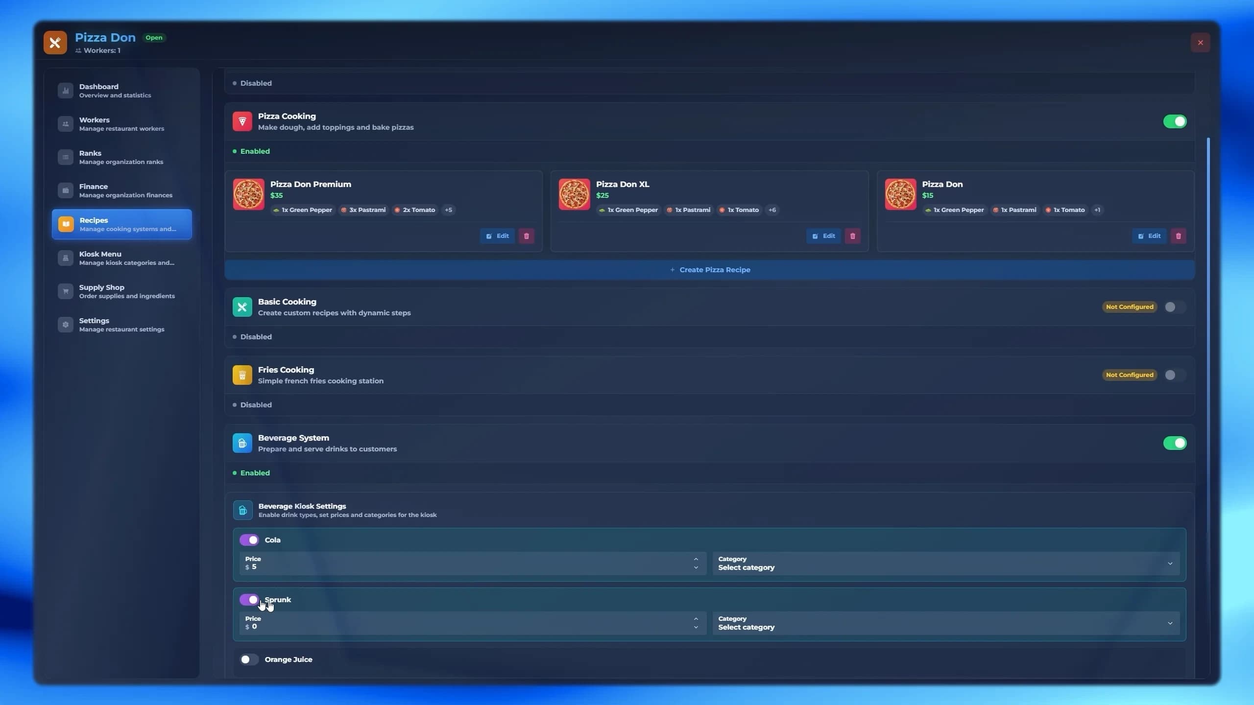 FiveM menu categories system restaurant UI ESX QBCore QBox food menu organization roleplay interface
