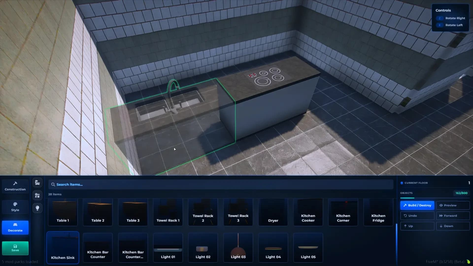 FiveM Quasar Shell Creator solid shells custom props bathrooms kitchens interiors housing roleplay system