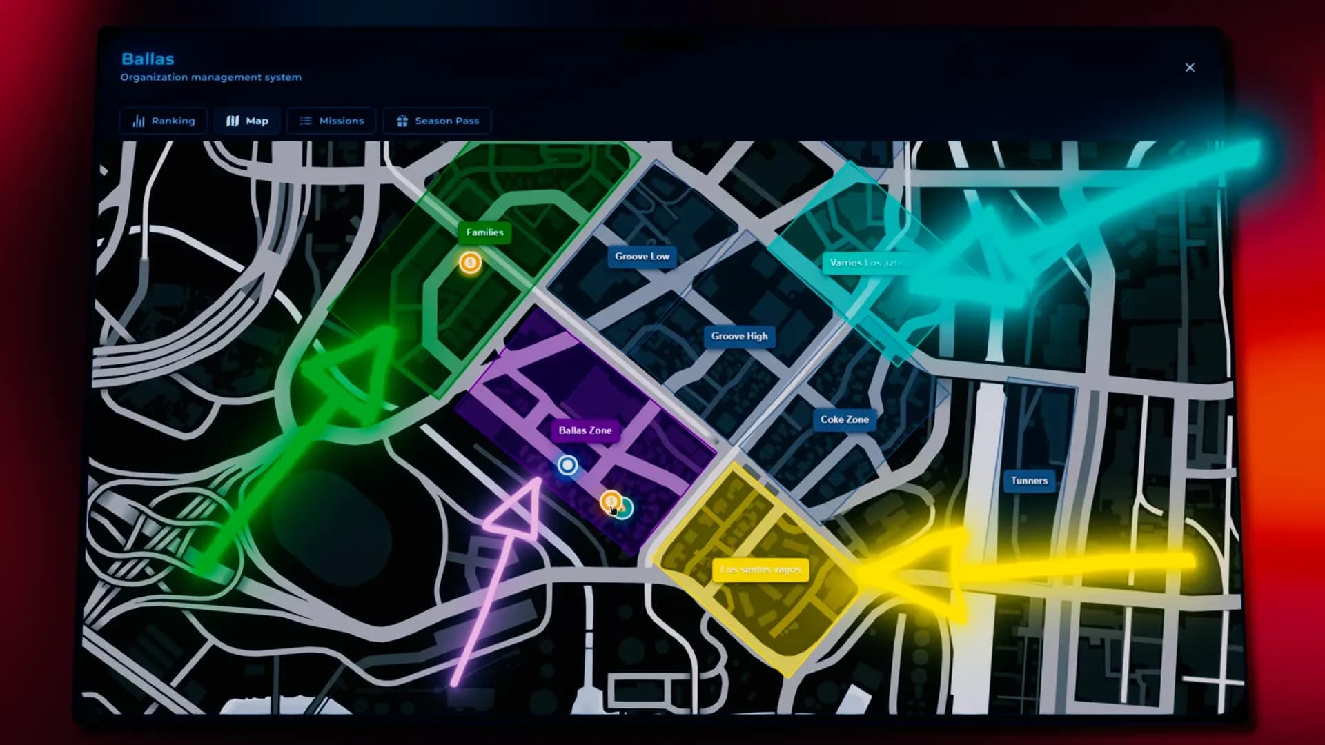 FiveM Quasar Crime Creator territory system tax income gang control roleplay crime map