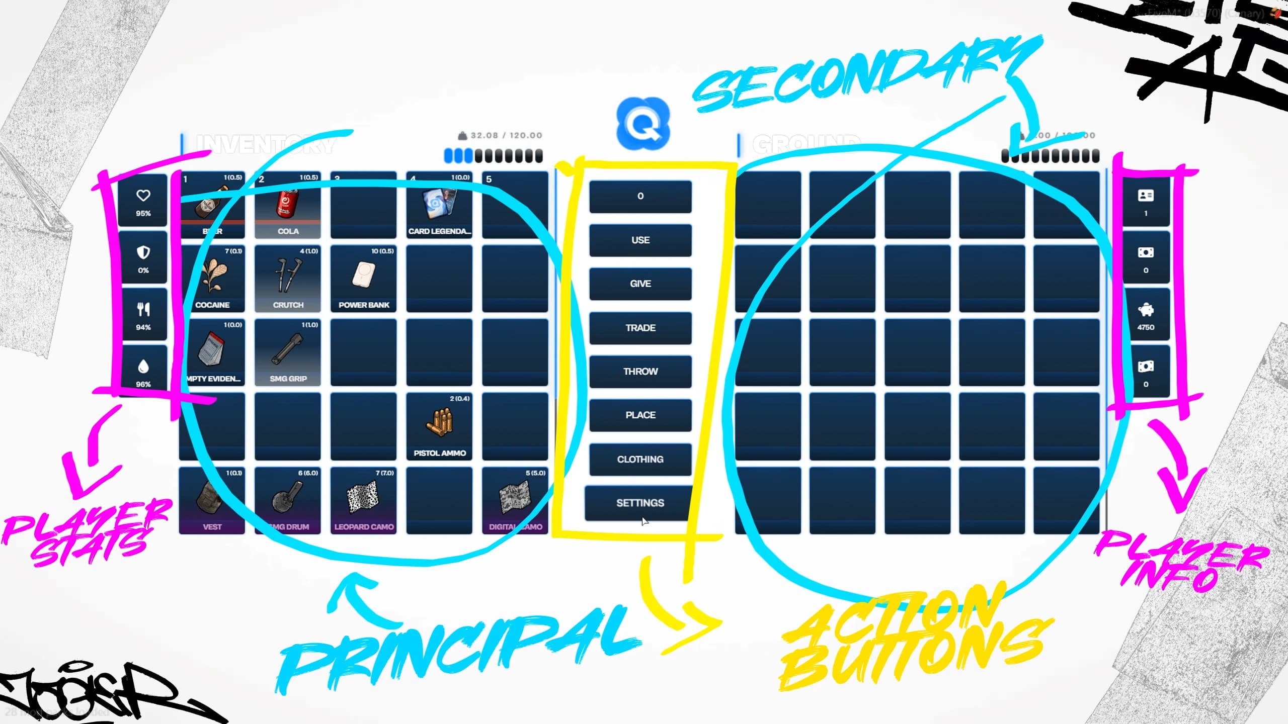 FiveM Inventory 4 React modern user interface redesigned inventory visuals with responsive layout