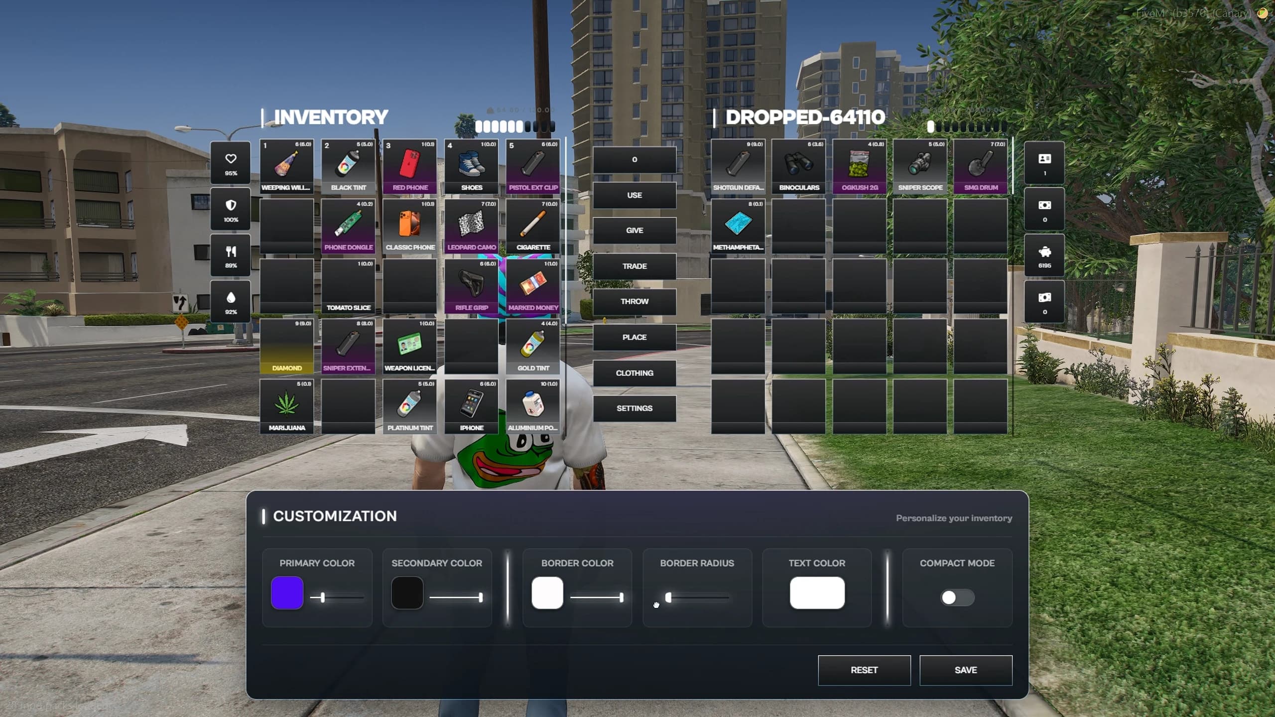 FiveM Inventory React interface modern inventory system for ESX QBCore QBox with redesigned UI