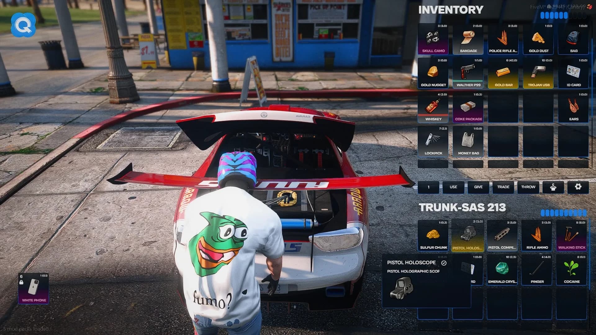 FiveM Quasar Inventory stash trunk glovebox drop system full storage support roleplay inventory