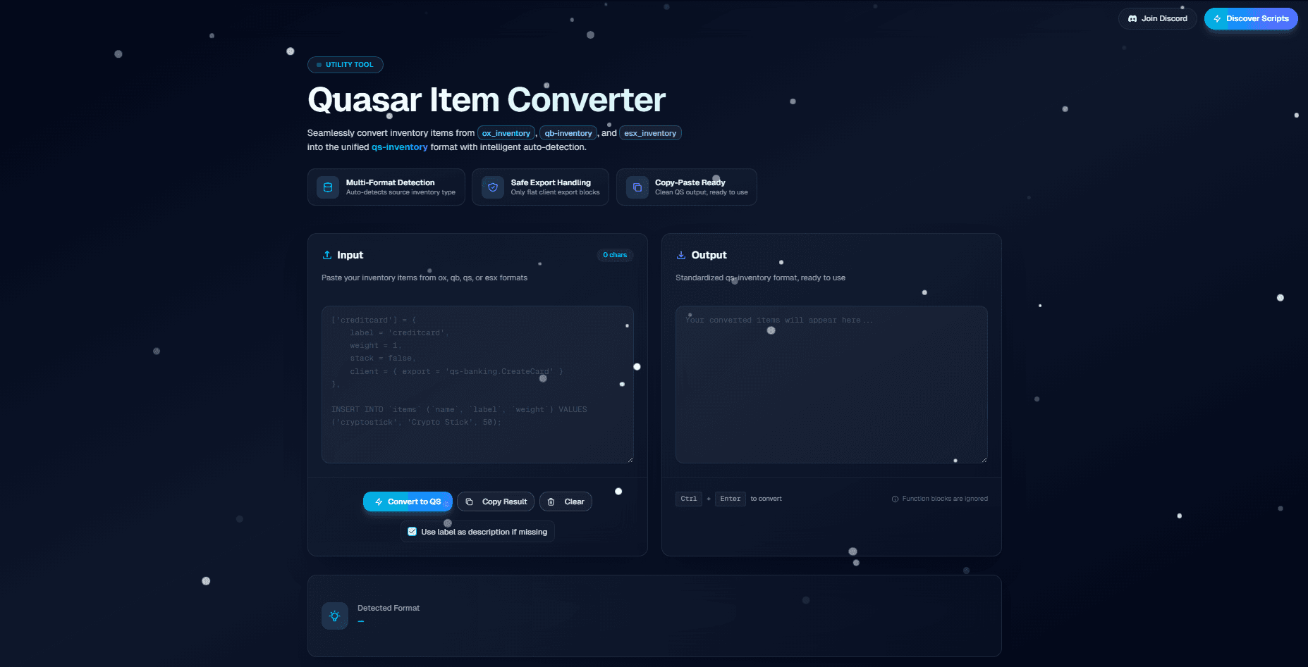 Powerful FiveM Item Converter to migrate items between ESX, QB, QBCore, and QBox inventories quickly and safely.