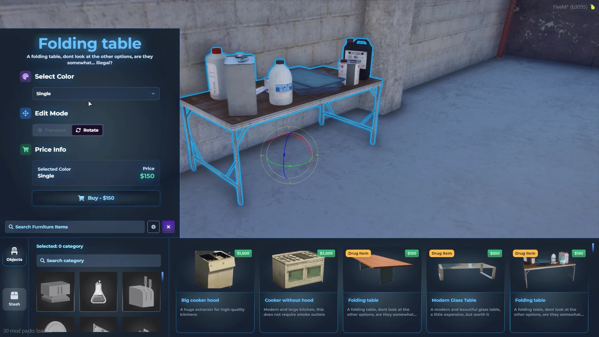 FiveM Quasar Drugs Creator lab decoration system props crafting drug laboratory roleplay