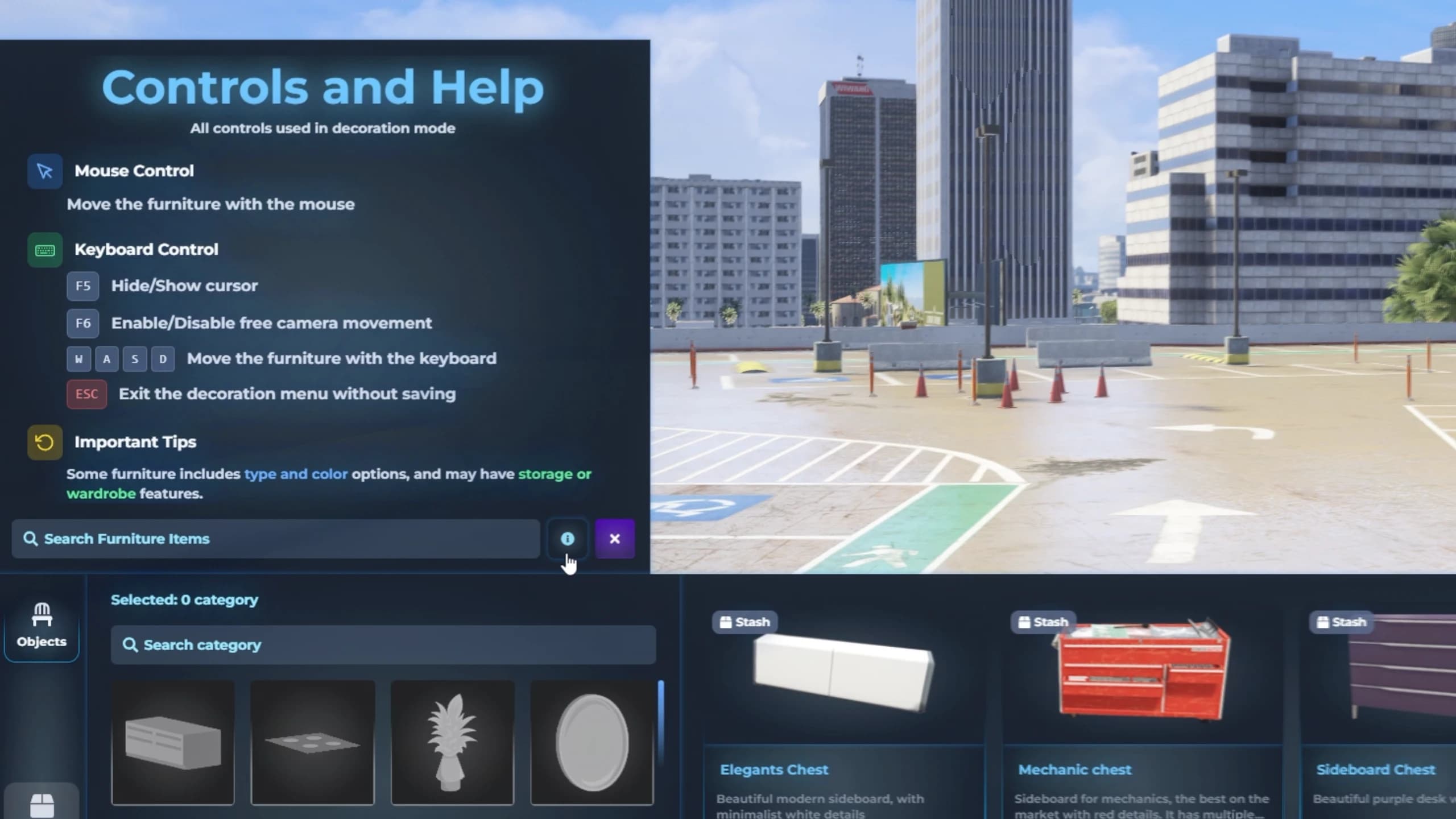 Fivem housing decoration system interior editor move rotate props advanced tools