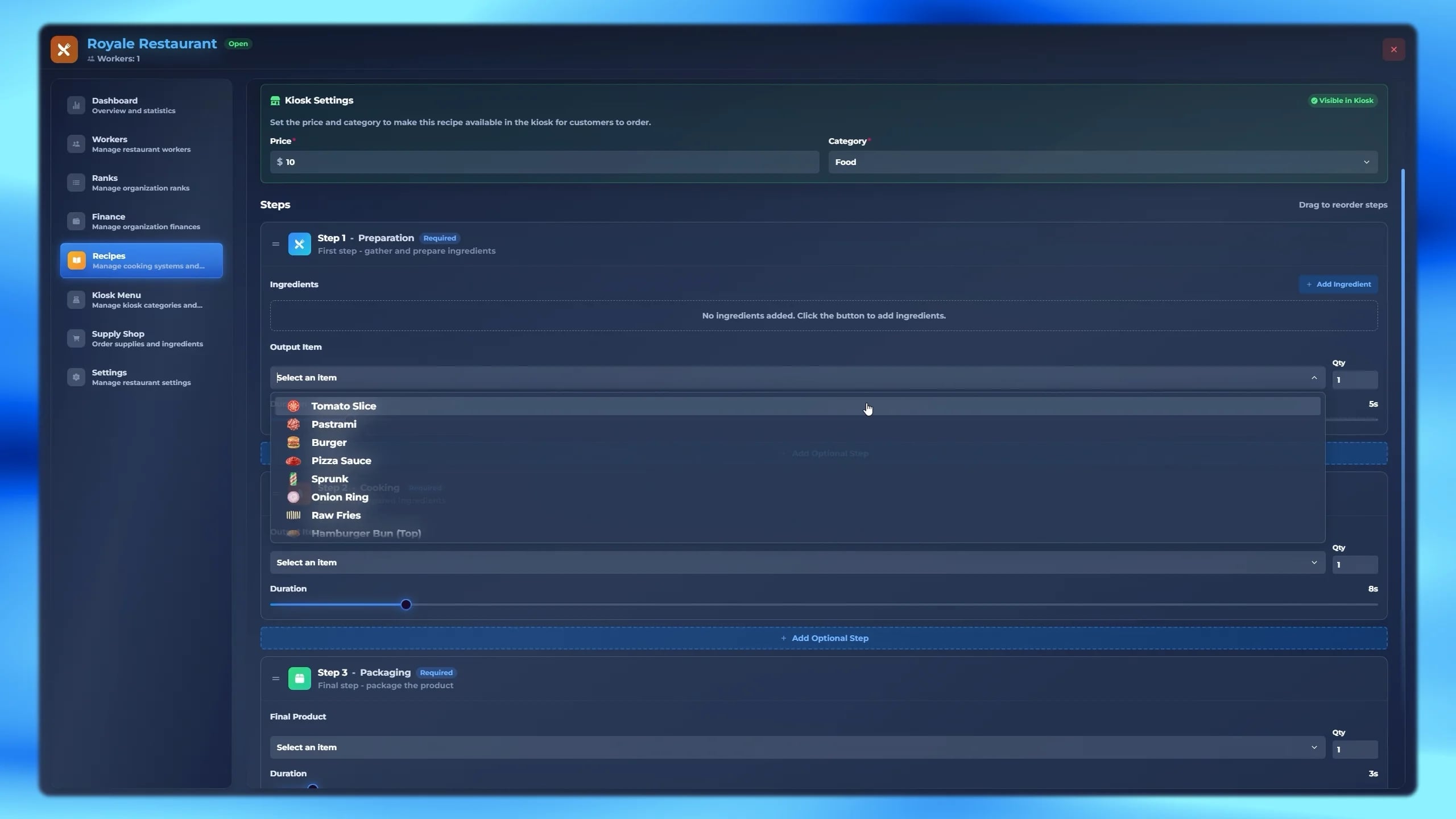 FiveM custom dish creator system ESX QBCore QBox dynamic menu food creation roleplay gameplay interface