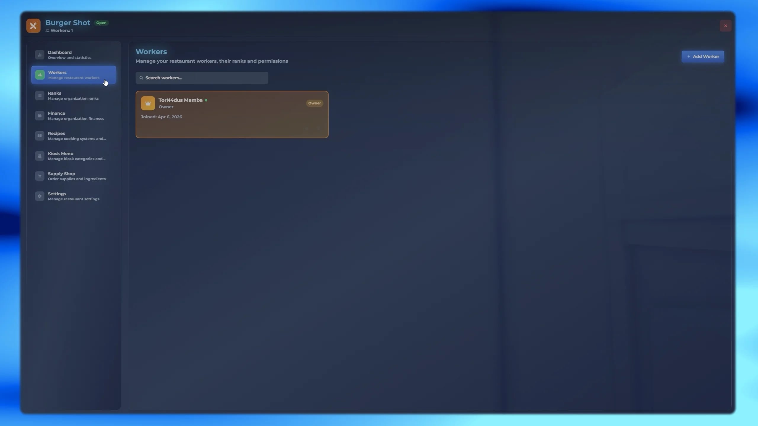 FiveM employee hiring system ESX QBCore QBox staff management restaurant roleplay gameplay interface