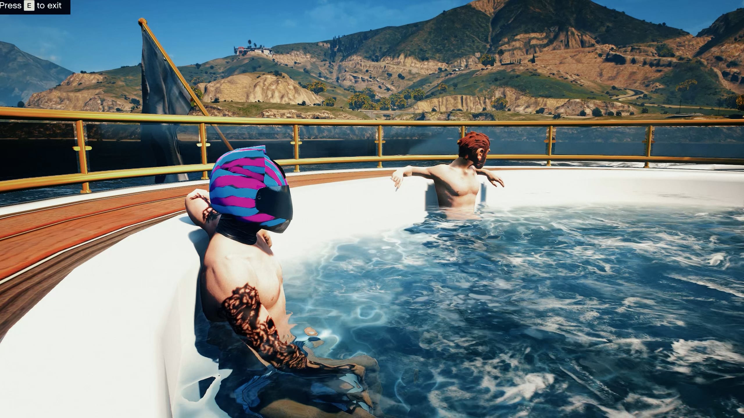 Native GTA jacuzzi enhanced with advanced effects, animations, and interactions for immersive luxury roleplay on yachts.