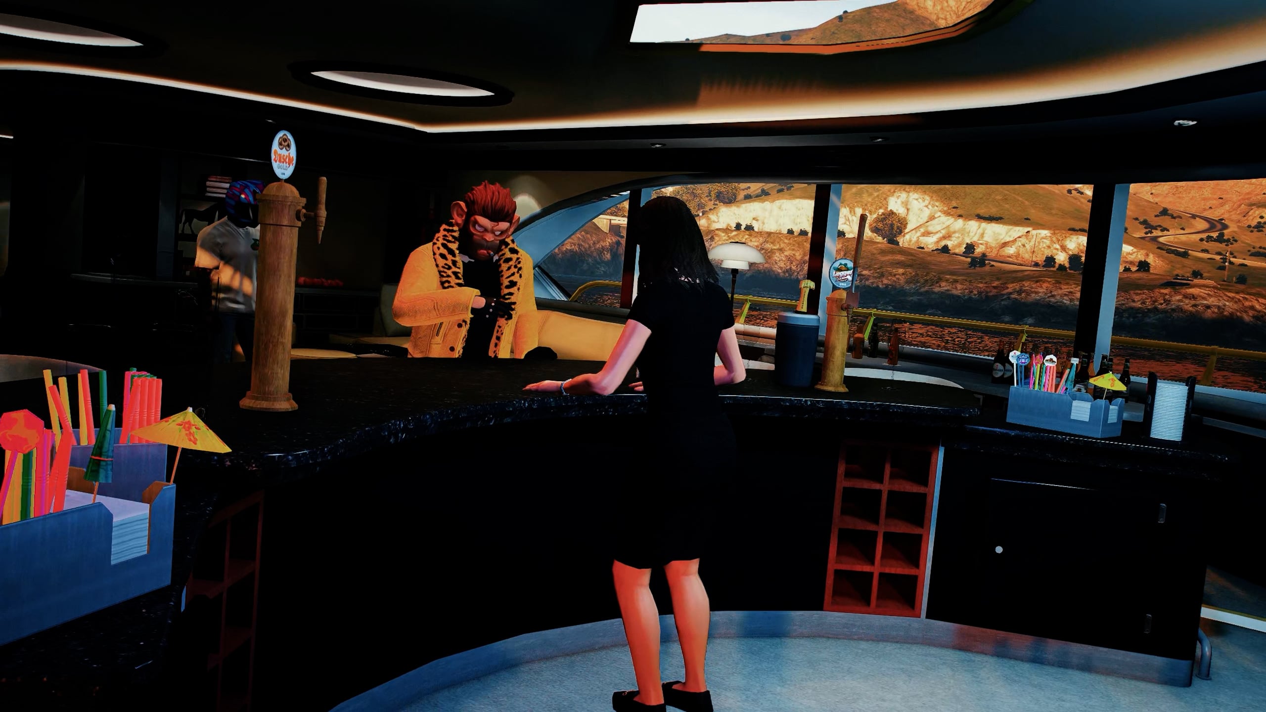 Interactive bar and smoking bong system with visual and gameplay effects, adding realism to luxury RP environments.