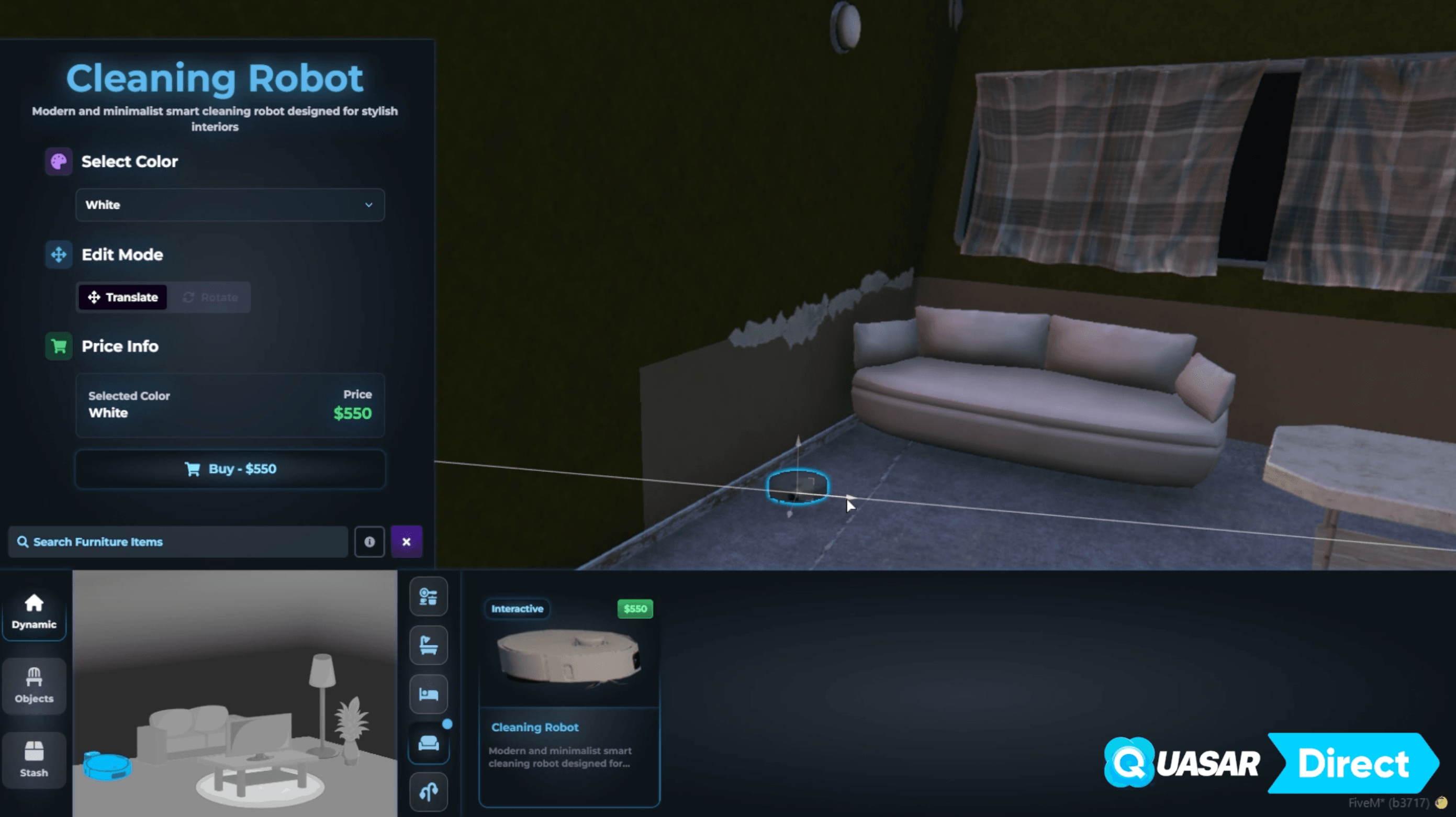 FiveM Motorhome 2.0 mobile housing system with Quasar Housing visuals, in-game decoration, interactive furniture, cleaning mechanics and immersive RV roleplay experience for ESX, QB, QBCore and standalone FiveM servers.