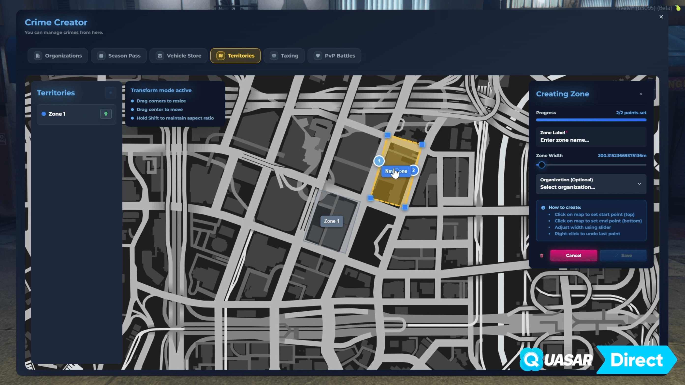 FiveM Crime Creator ecosystem featuring gangs, organizations, territories, PvP battles, graffiti systems, housing and decoration, battle pass mechanics and advanced criminal roleplay for ESX, QB, QBCore and QBox servers.