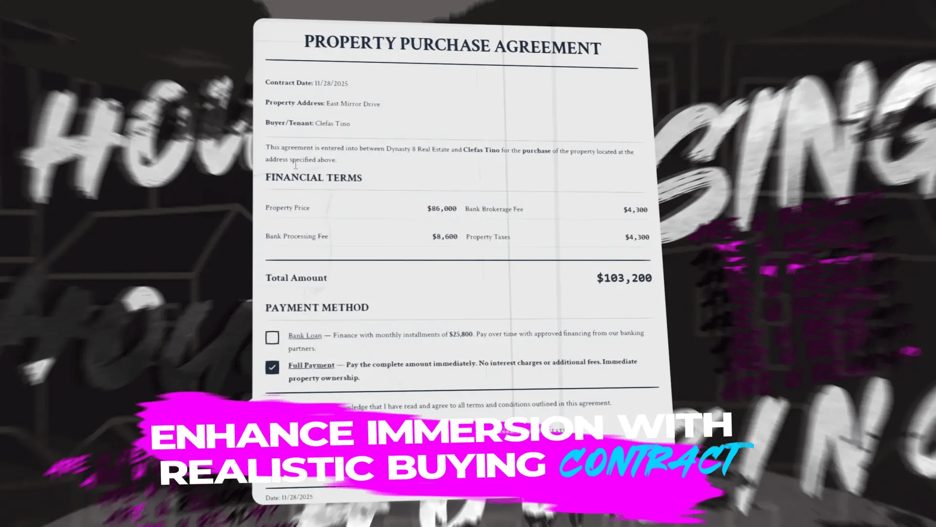 FiveM Quasar Housing document signing system property ownership contracts real estate roleplay housing script