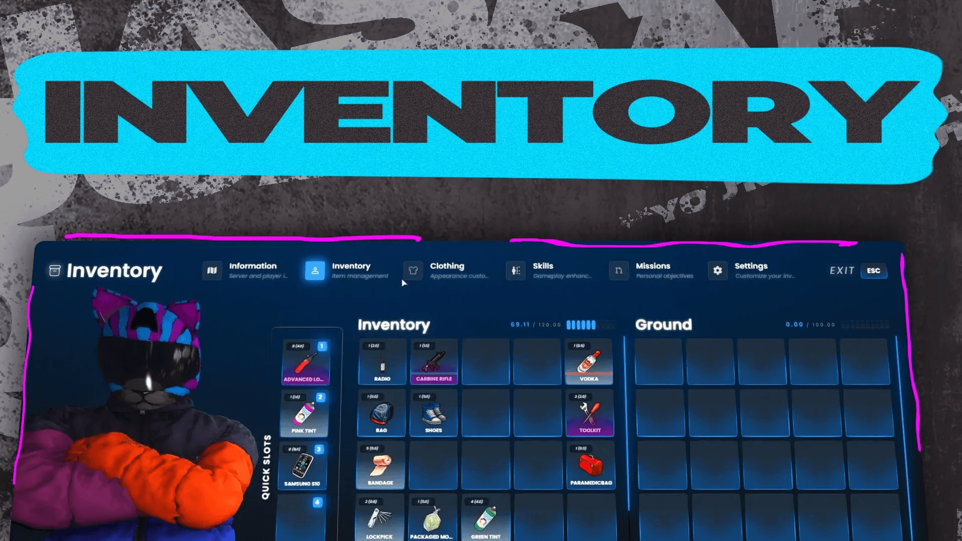 FiveM Quasar Inventory script AAA immersive UI advanced item system roleplay modern interface inventory