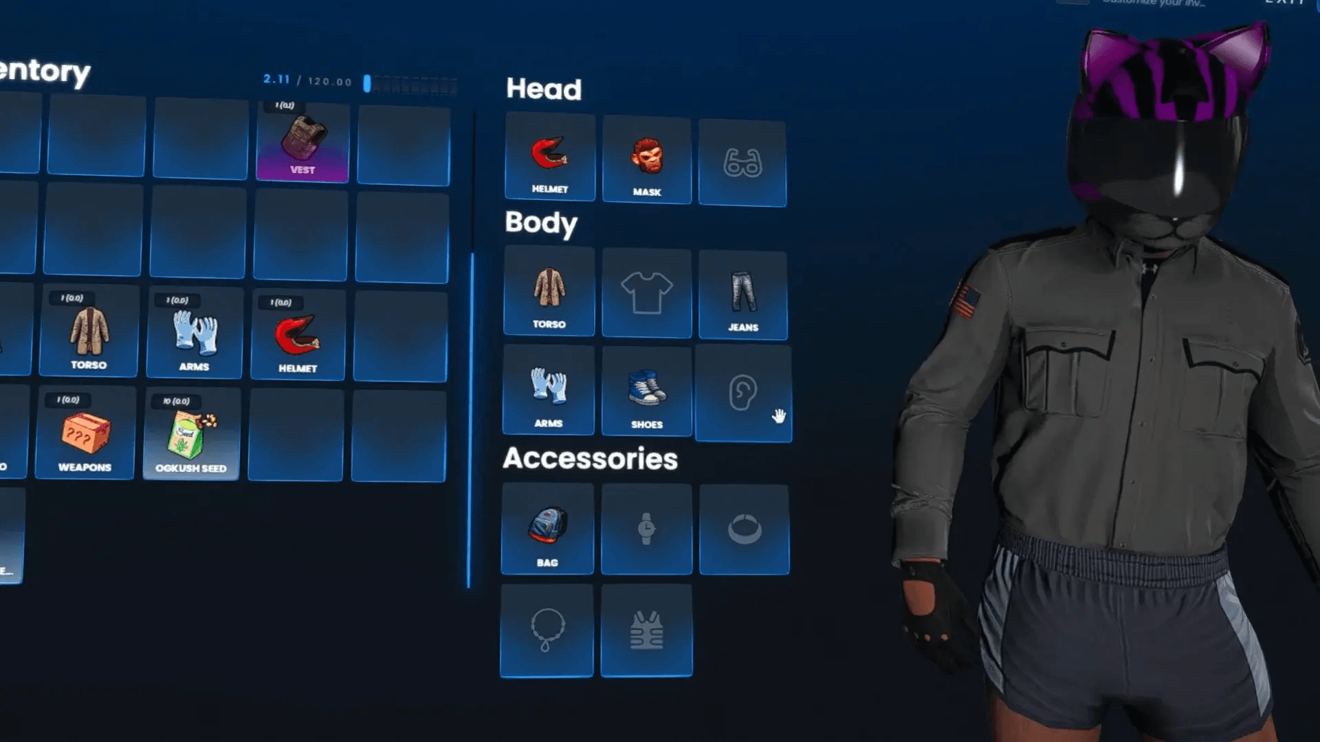 FiveM Quasar Inventory clothing system gear management wearable items roleplay inventory integration