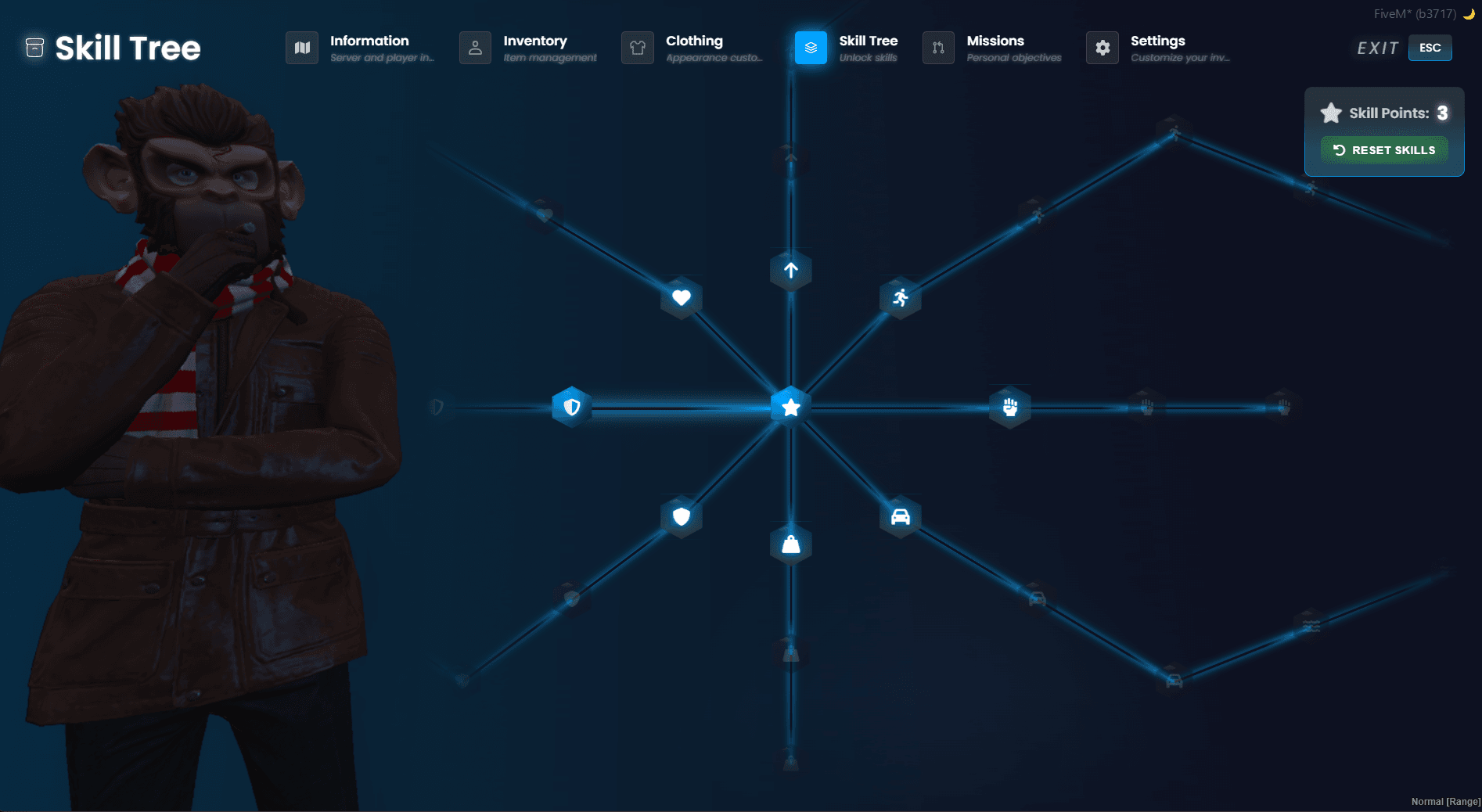 FiveM Quasar Inventory skill tree system progression abilities stats customization roleplay RPG inventory