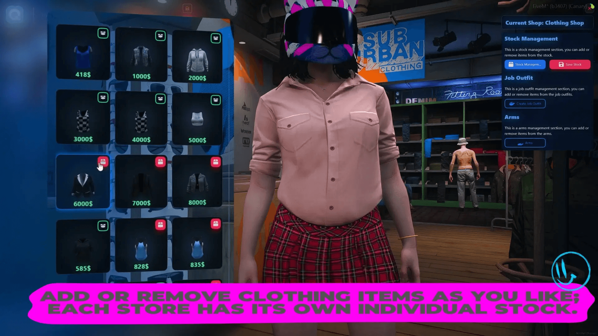 FiveM Quasar Appearance dynamic stock system clothing shop management roleplay server customization