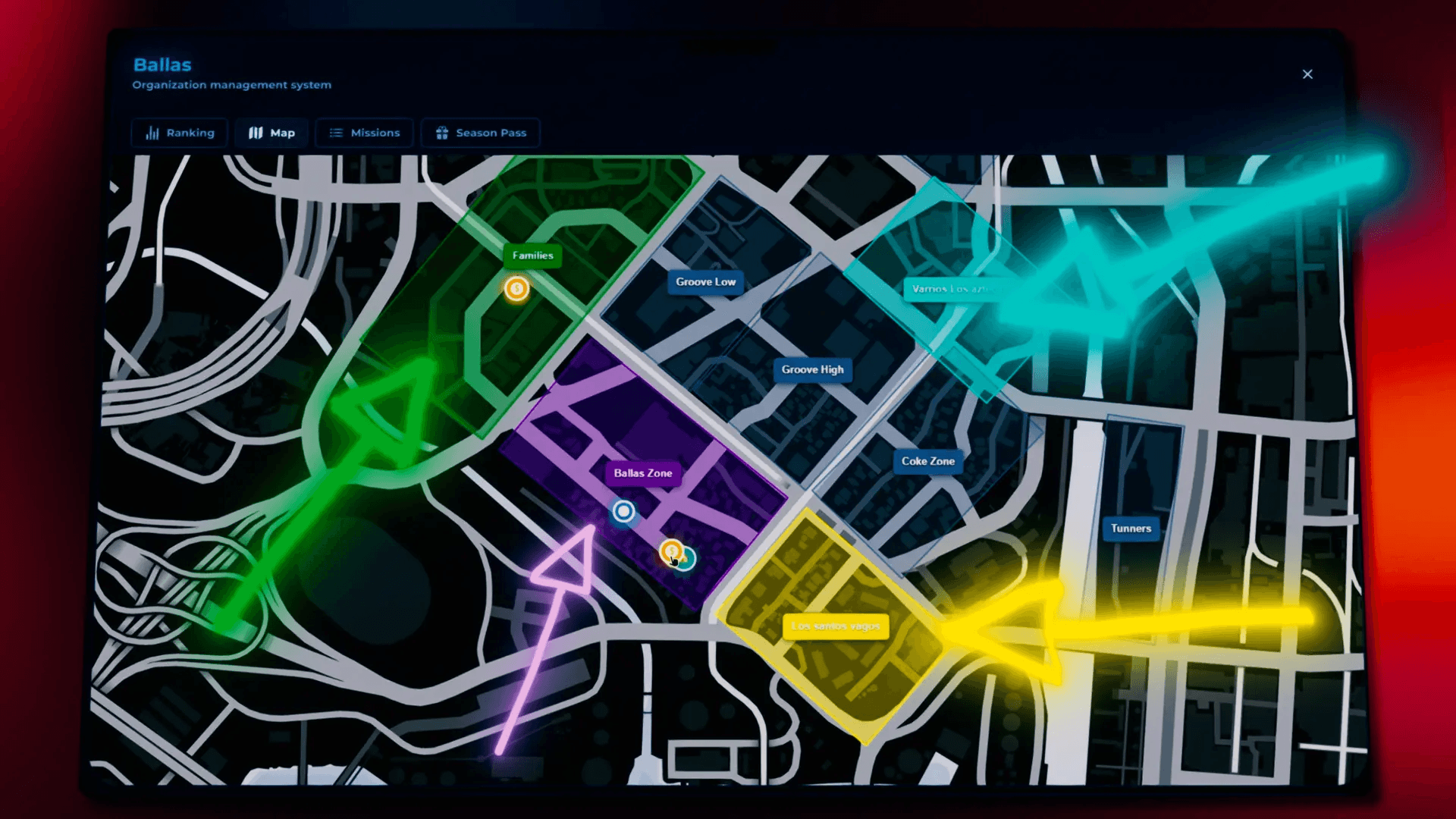 FiveM Quasar Crime Creator territory system tax income gang control roleplay crime map