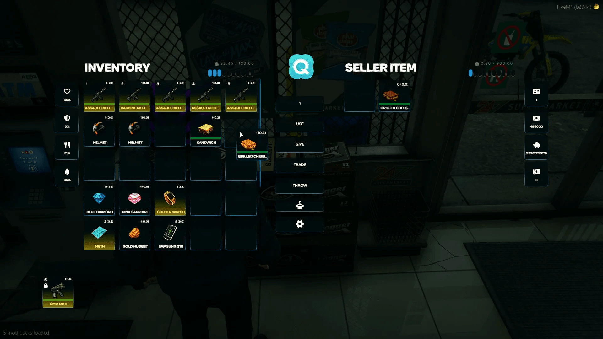 FiveM Quasar Inventory responsive UI design modern interface clean layout roleplay inventory system