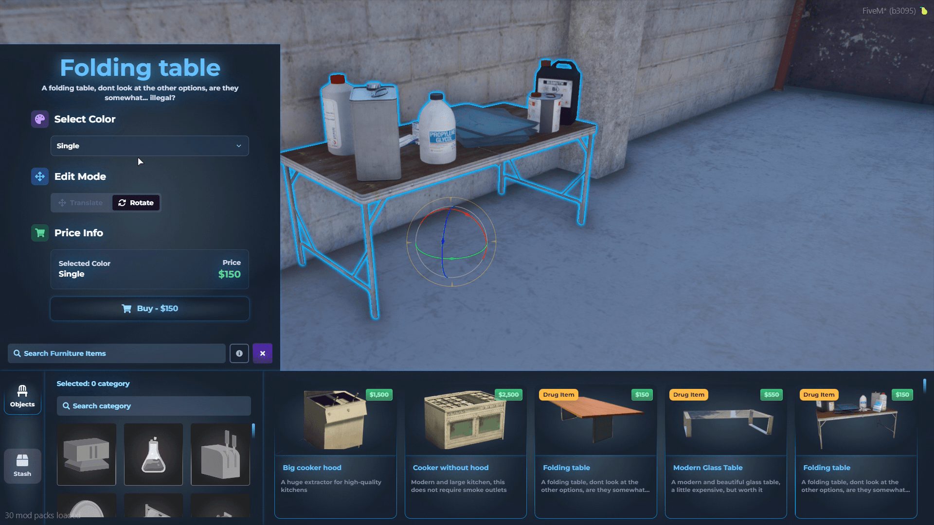 FiveM Quasar Drugs Creator lab decoration system props crafting drug laboratory roleplay