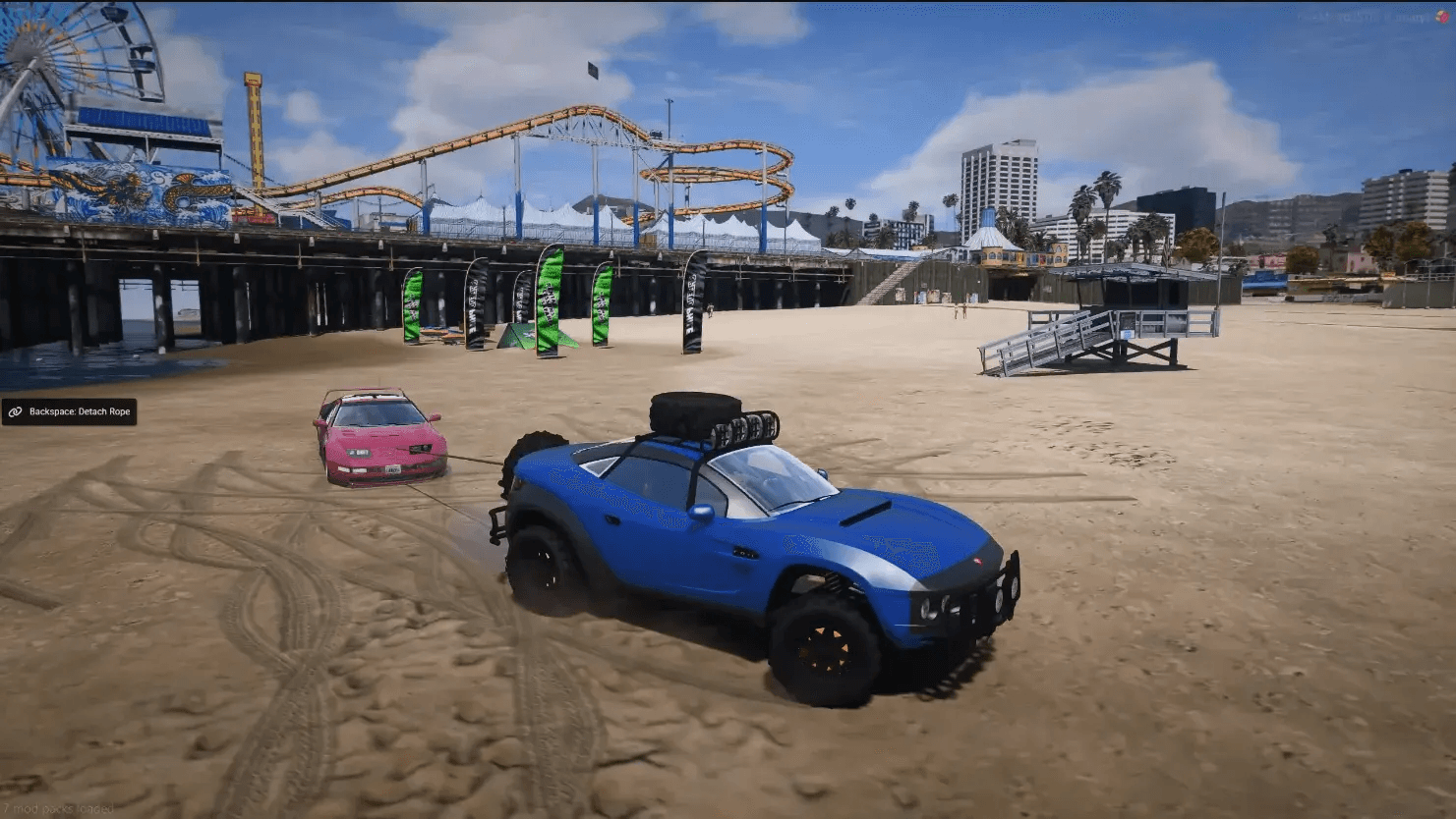 FiveM Quasar Mechanic vehicle sinking system mud sand terrain recovery rope towing roleplay physics cars