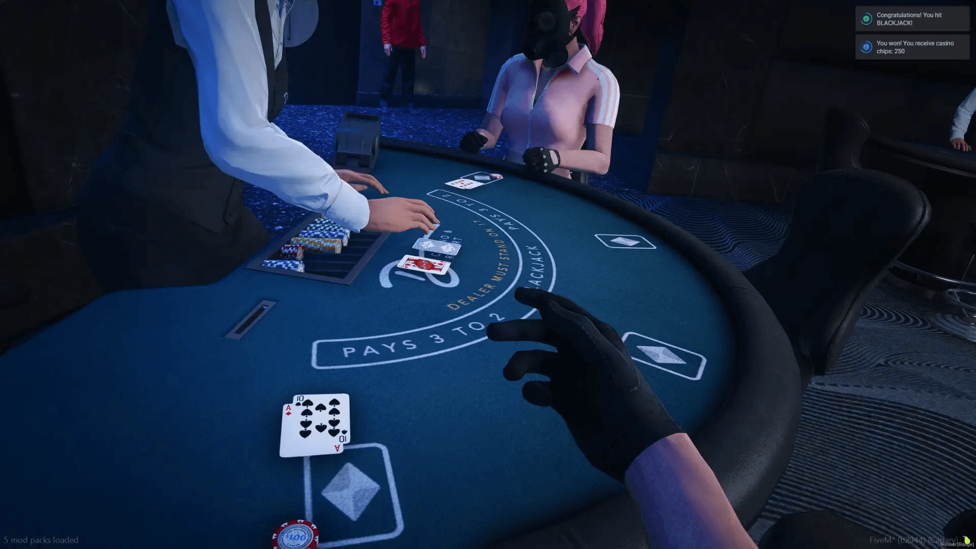 FiveM Quasar Casino blackjack system table game dealer UI roleplay gambling