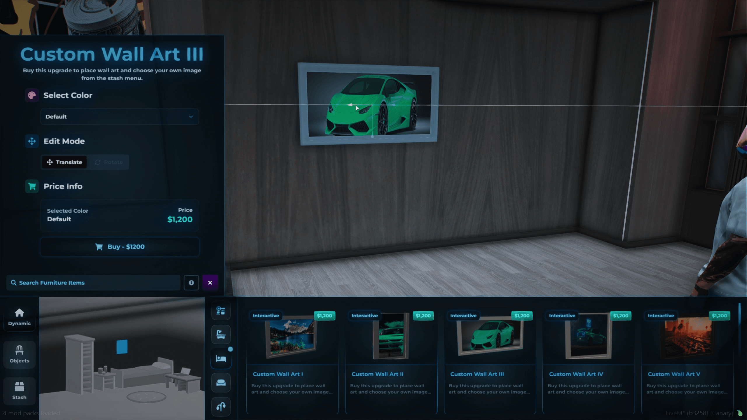 fivem custom paintings housing personalized images wall decoration interior customization immersive roleplay