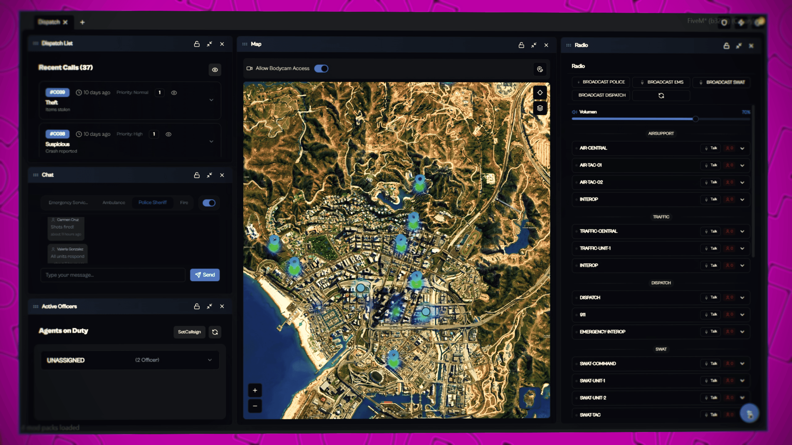 Modular FiveM CAD tablet system with customizable layout draggable interface panels MDT dispatch modules and personalized UI configuration