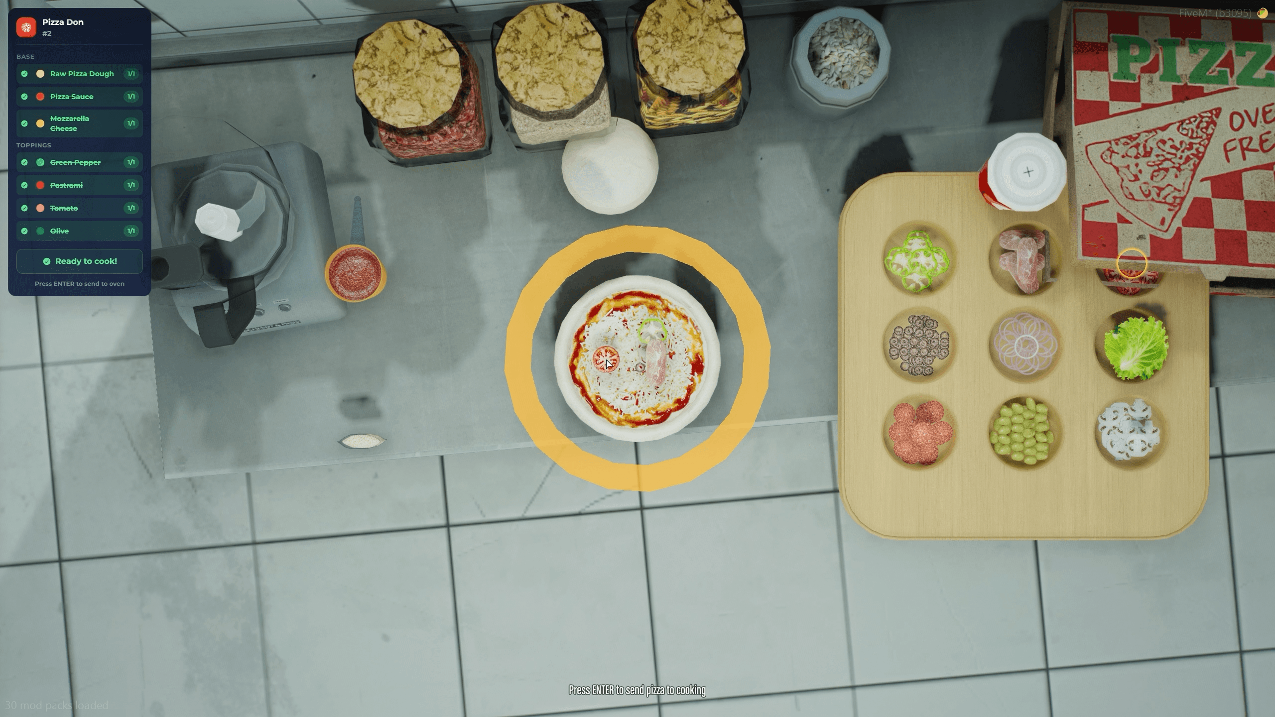 fivem cooking minigame burger pizza system esx qb qbcore qbox interactive kitchen gameplay realistic food preparation roleplay