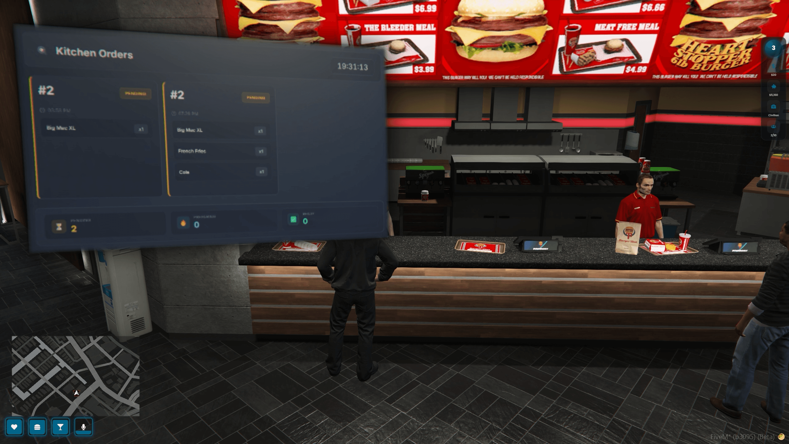 fivem order system restaurant real time ui kitchen display screen esx qb qbcore qbox workflow management roleplay server