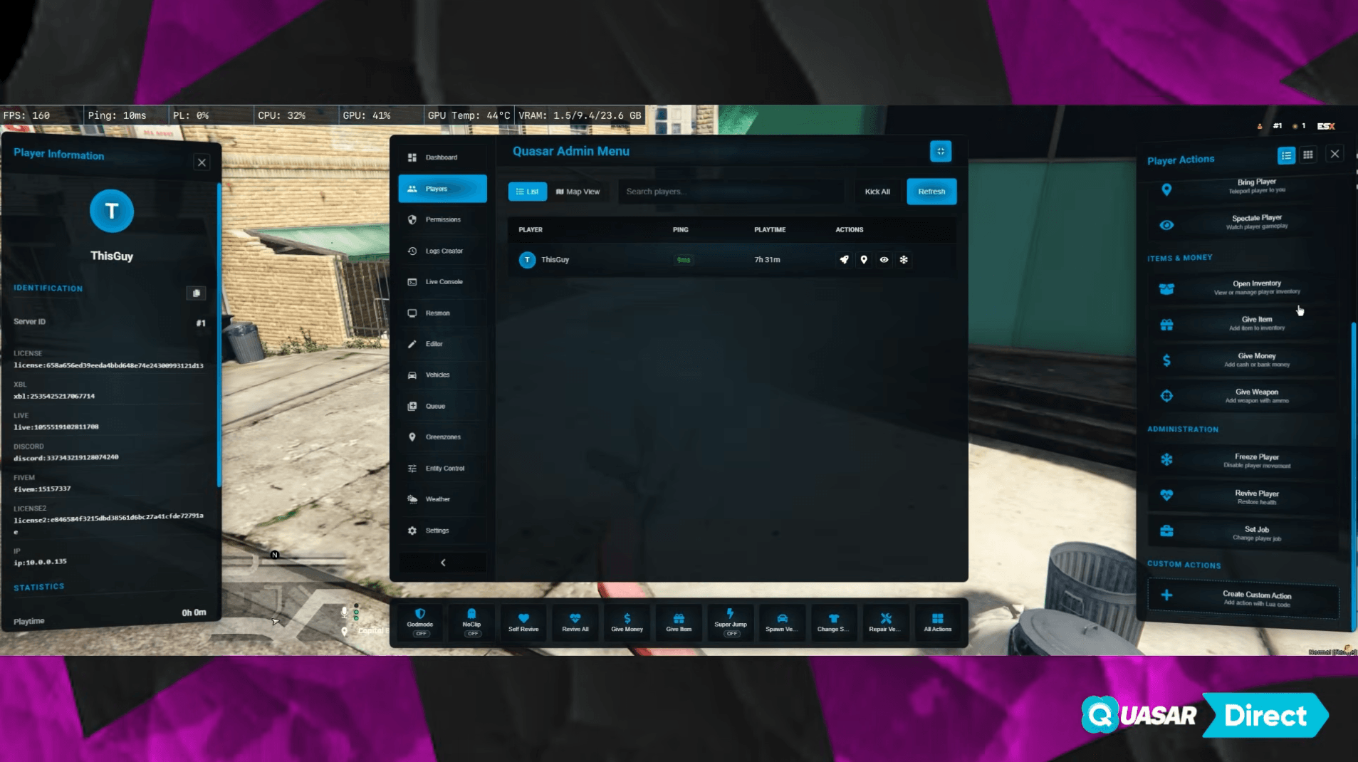 fivem admin menu v2 interface modern admin tools esx qb qbcore qbox server management system roleplay