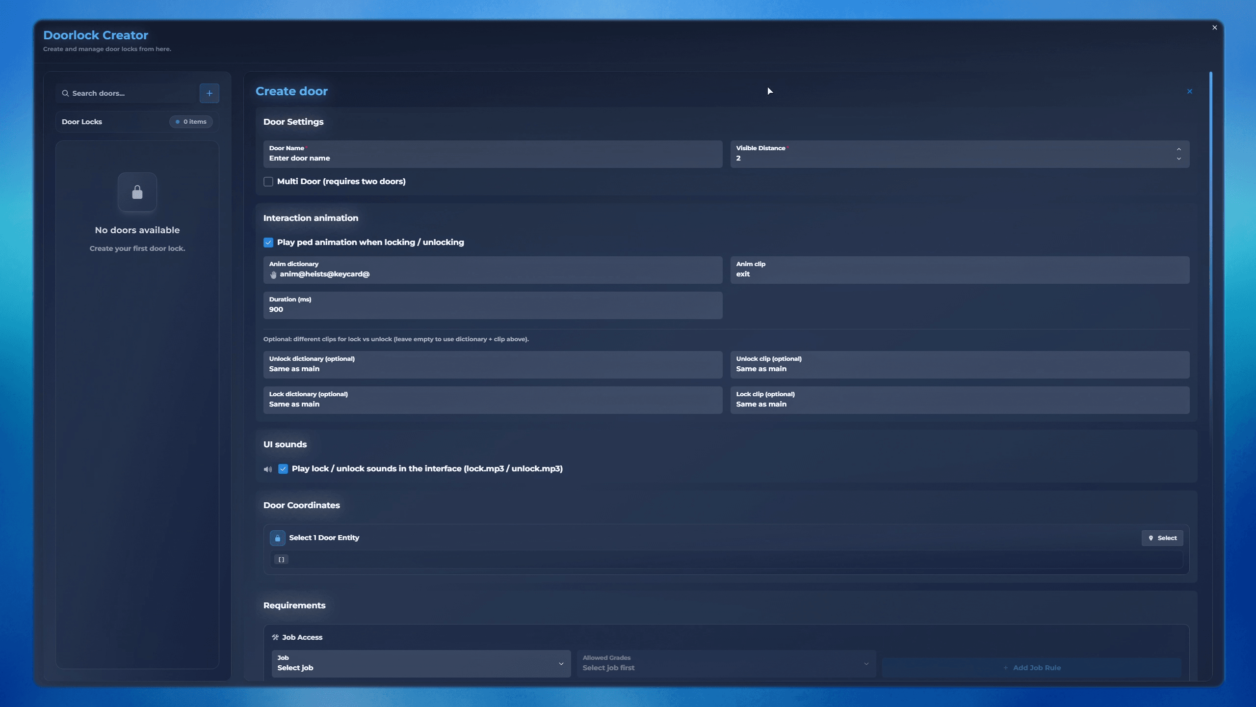 fivem doorlock ui quasar interface clean panel