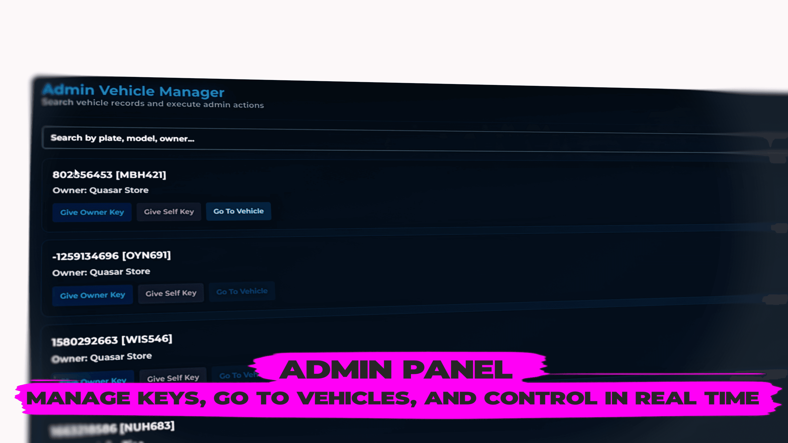 Vehicle keys admin menu for FiveM ESX QB QBCore QBox
